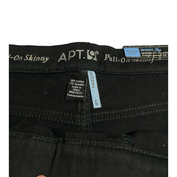 Apt. 9 Modern Fit Skinny Leg Denim Jeans Women's 16P Petite Black Mid Rise Pants - Picture 5 of 11